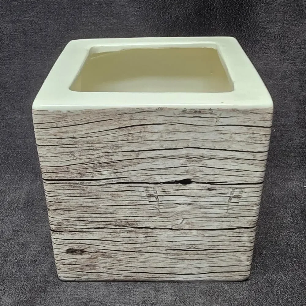 Ceramic Wood Look Planter Cache Pot Vase Holder